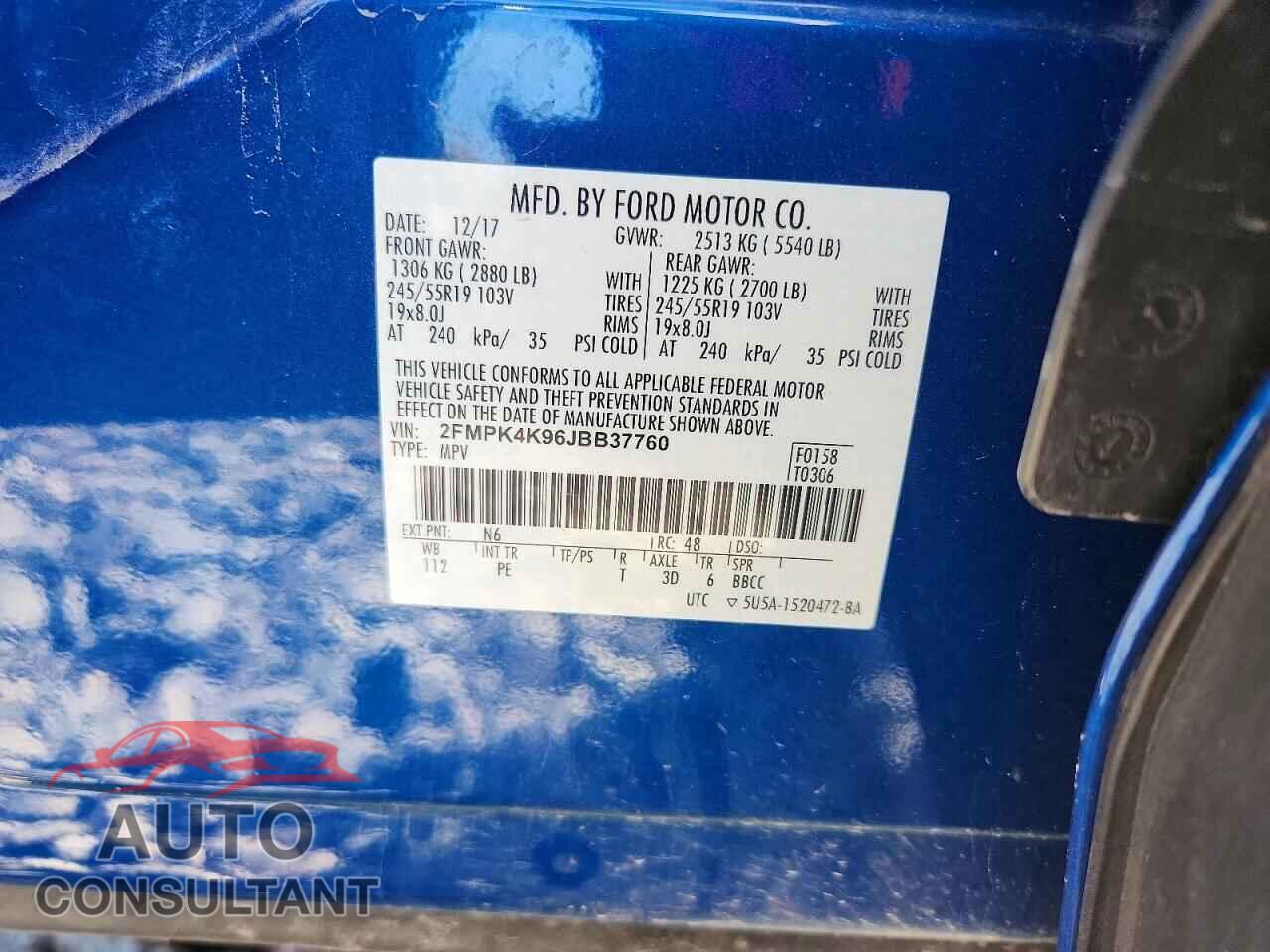 FORD EDGE 2018 - 2FMPK4K96JBB37760