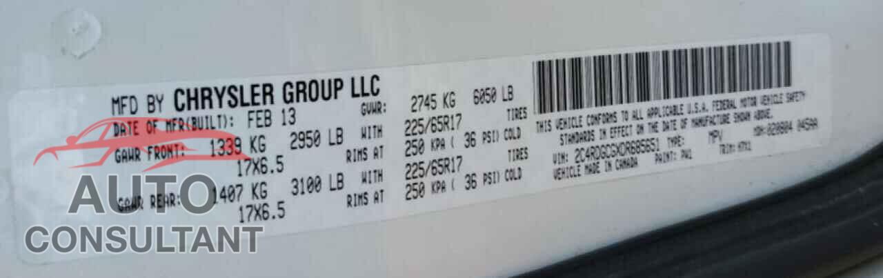 DODGE CARAVAN 2013 - 2C4RDGCGXDR685651