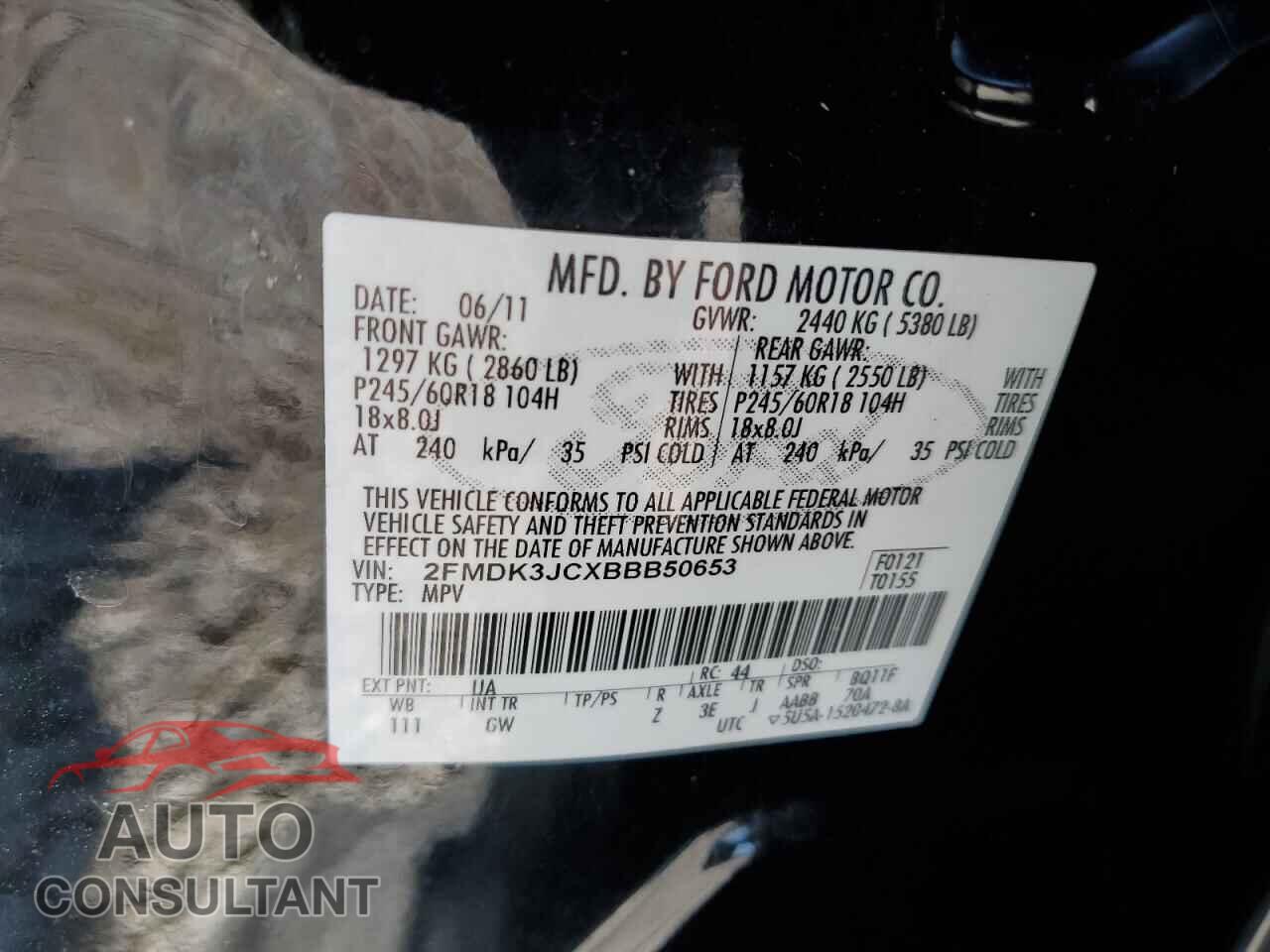 FORD EDGE 2011 - 2FMDK3JCXBBB50653