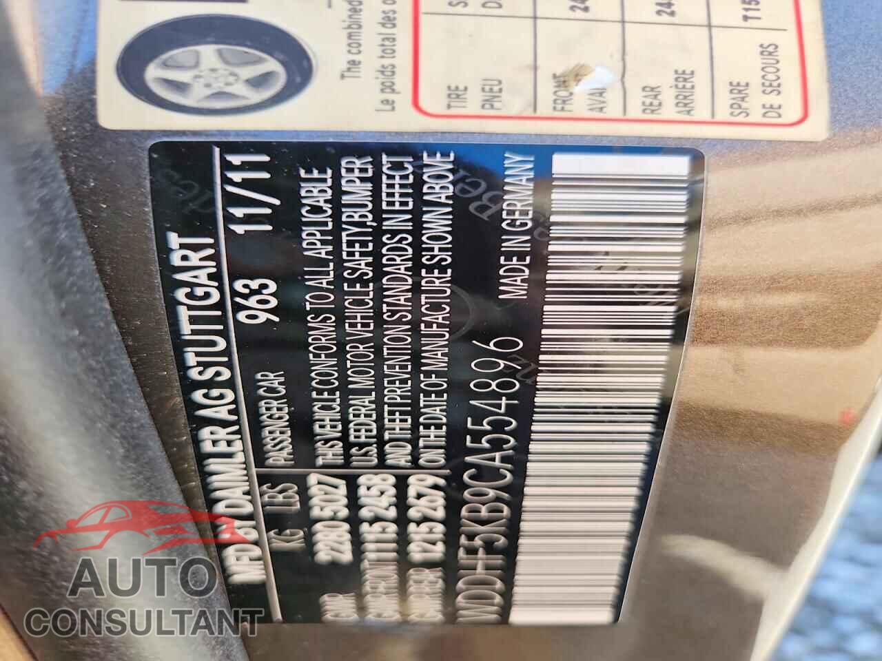 MERCEDES-BENZ E-CLASS 2012 - WDDHF5KB9CA554896
