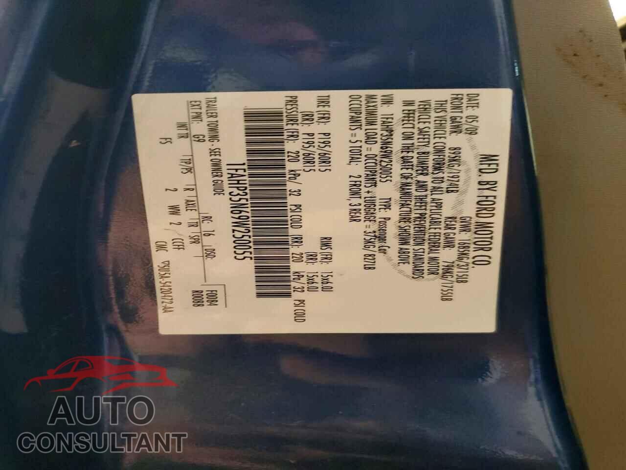 FORD FOCUS 2009 - 1FAHP35N69W250055