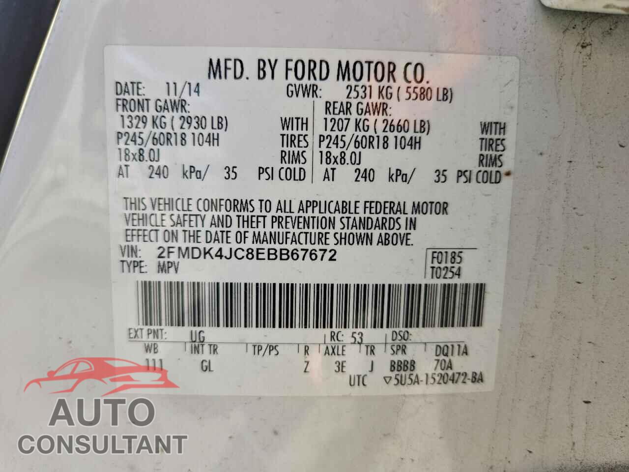 FORD EDGE 2014 - 2FMDK4JC8EBB67672