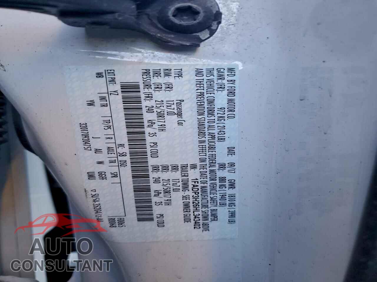 FORD FOCUS 2017 - 1FADP3H26HL343402