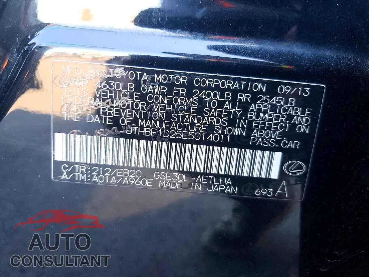 LEXUS IS 2014 - JTHBF1D25E5014011