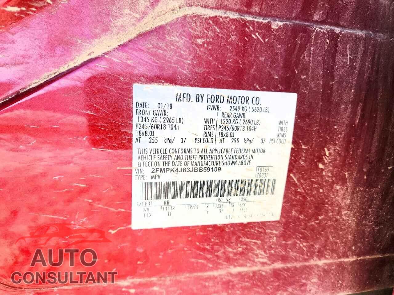 FORD EDGE 2018 - 2FMPK4J83JBB59109