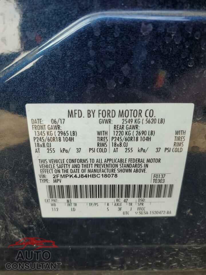FORD EDGE 2017 - 2FMPK4J84HBC18078