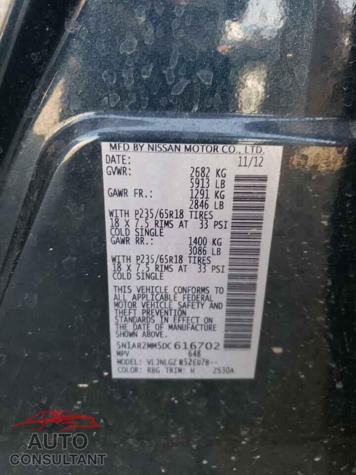 NISSAN PATHFINDER 2013 - 5N1AR2MM5DC616702