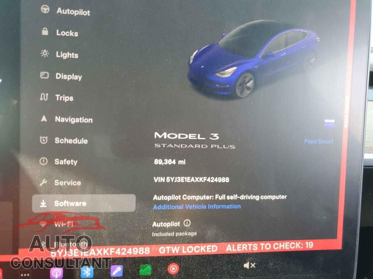 TESLA MODEL 3 2019 - 5YJ3E1EAXKF424988