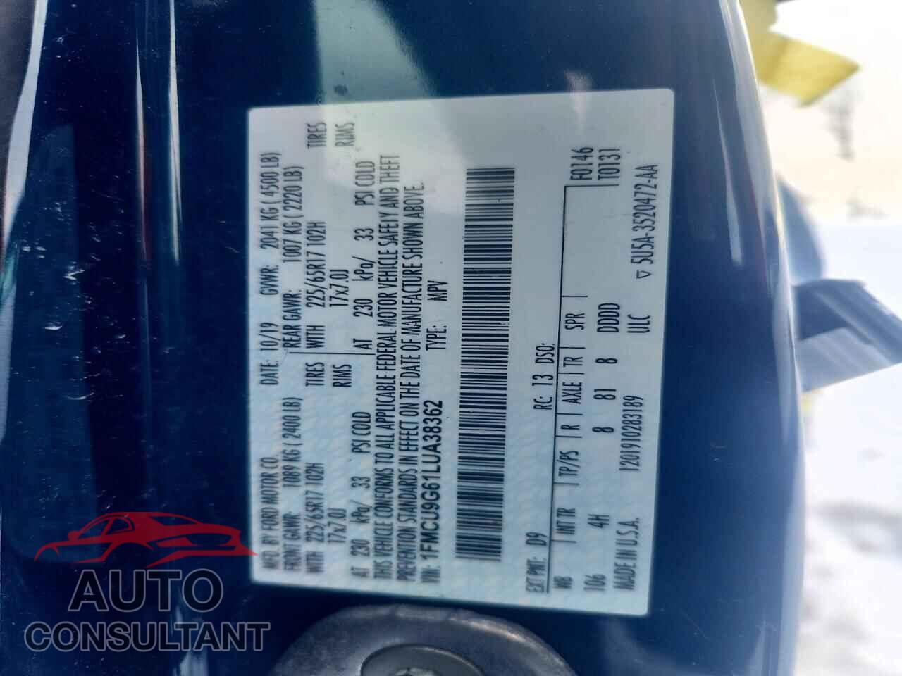 FORD ESCAPE 2020 - 1FMCU9G61LUA38362