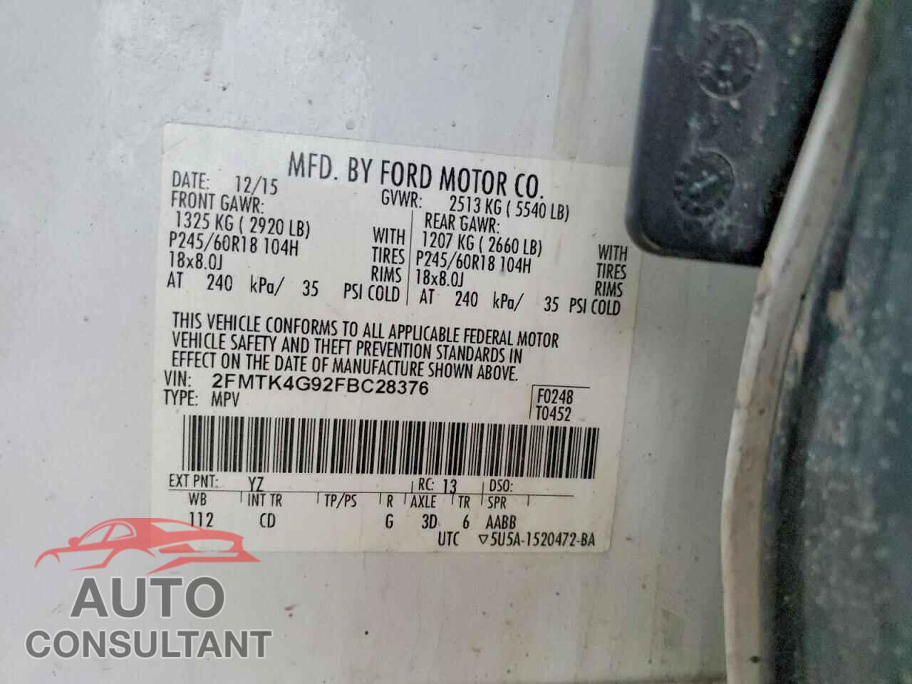 FORD EDGE 2015 - 2FMTK4G92FBC28376