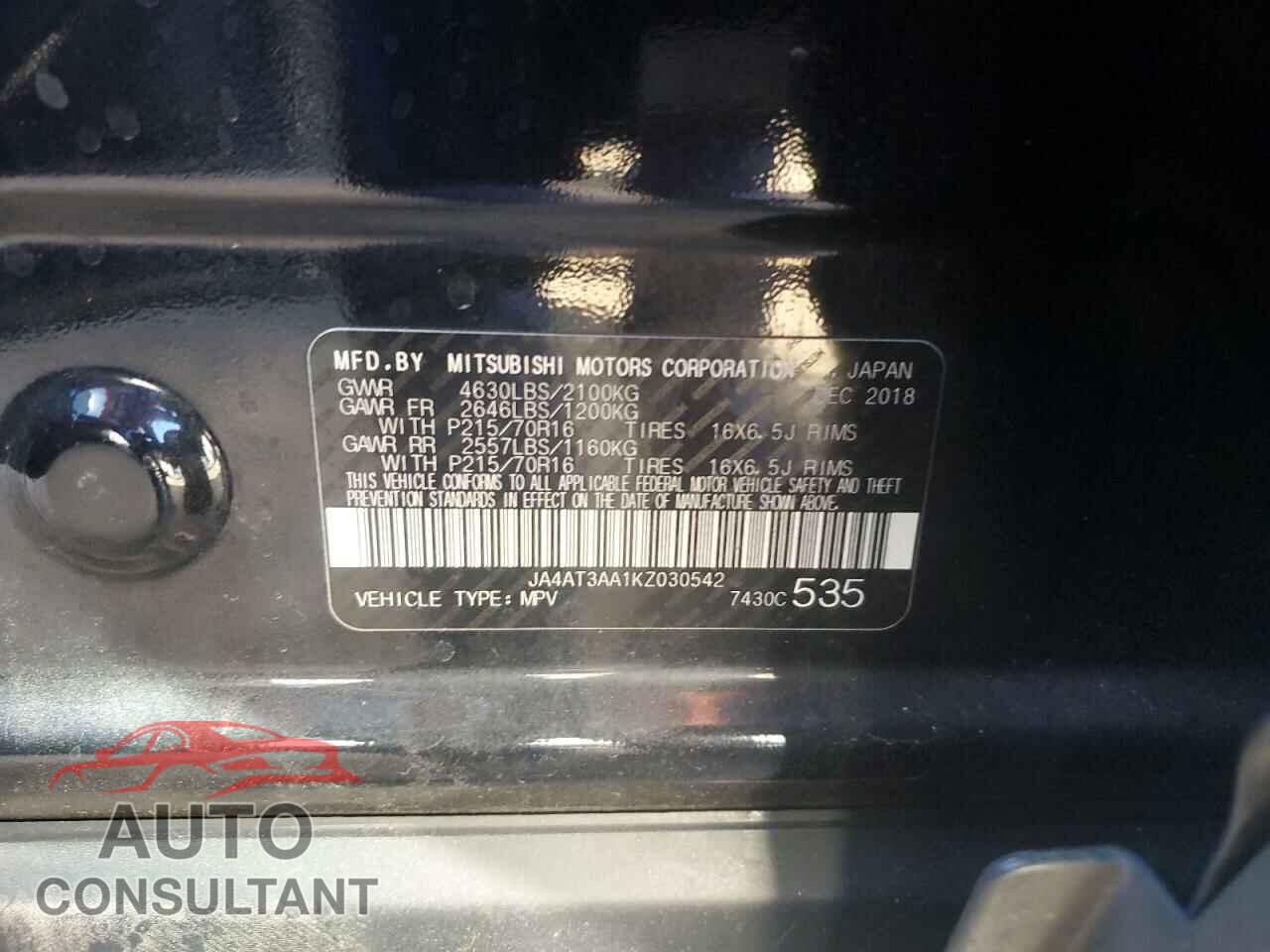 MITSUBISHI ECLIPSE 2019 - JA4AT3AA1KZ030542
