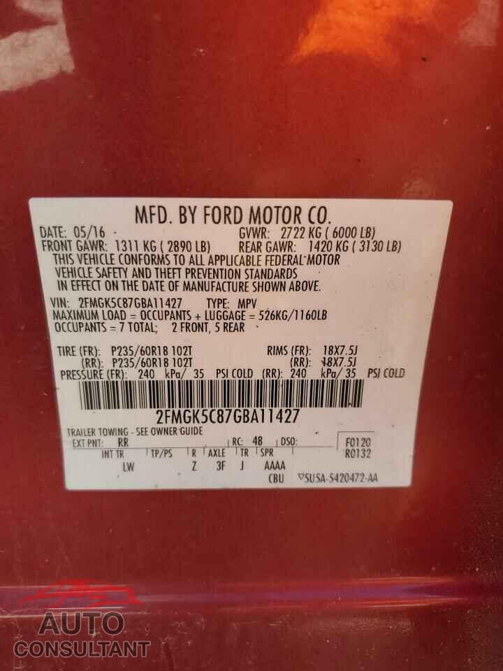 FORD FLEX 2016 - 2FMGK5C87GBA11427