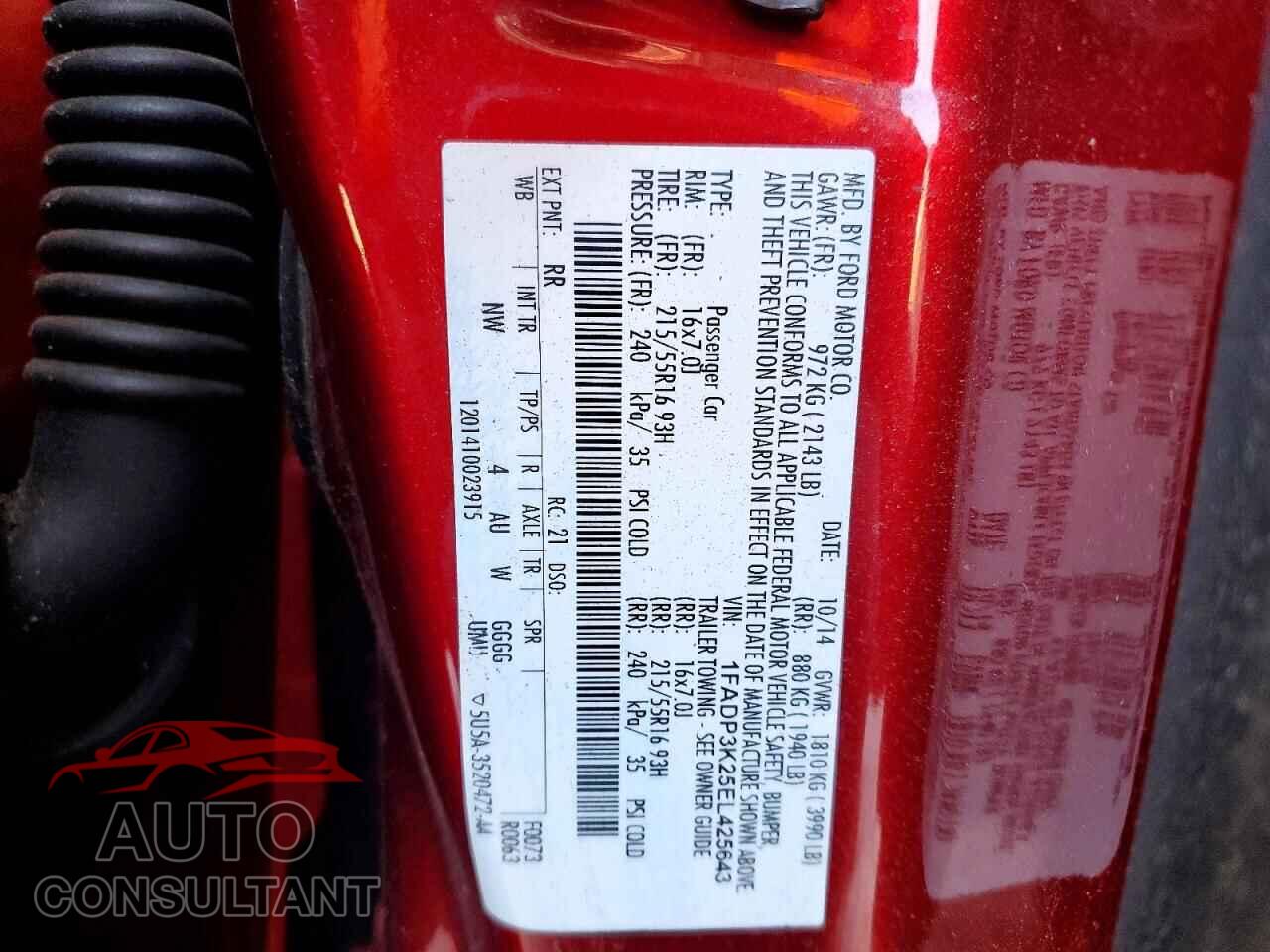 FORD FOCUS 2014 - 1FADP3K25EL425643