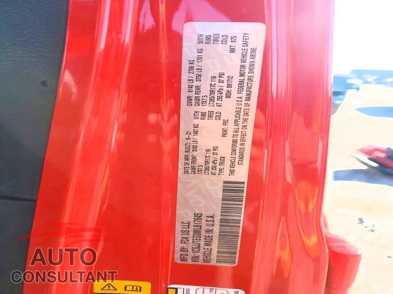 JEEP GLADIATOR 2021 - 1C6JJTEG0ML617645