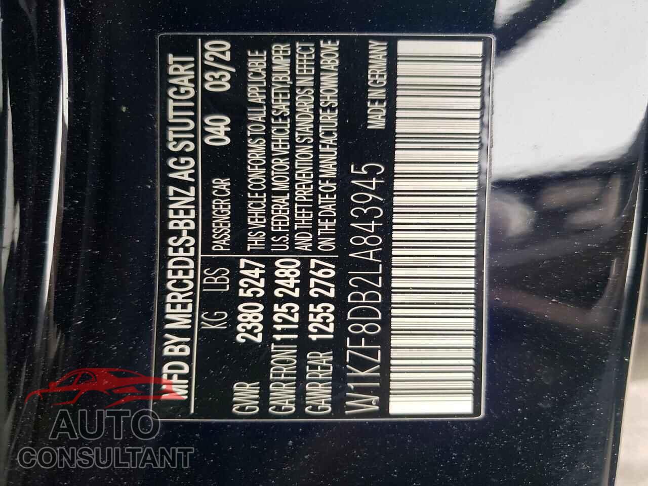 MERCEDES-BENZ E-CLASS 2020 - W1KZF8DB2LA843945