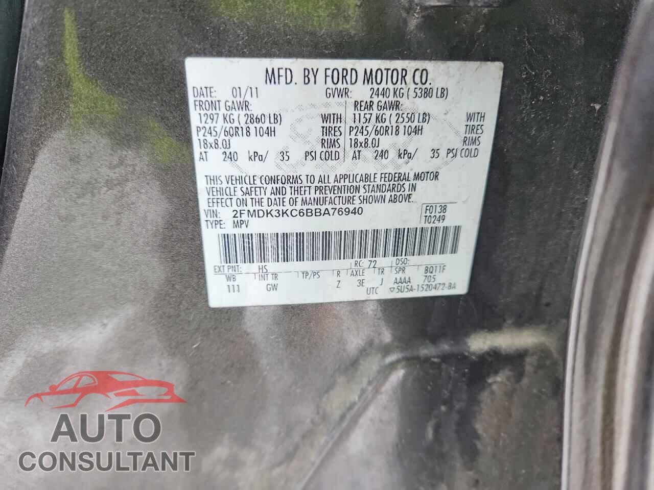 FORD EDGE 2011 - 2FMDK3KC6BBA76940