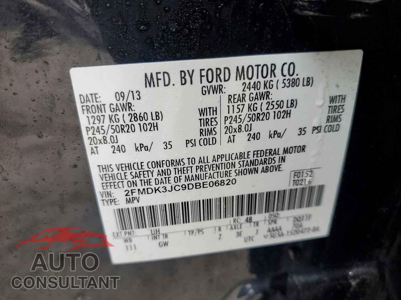FORD EDGE 2013 - 2FMDK3JC9DBE06820