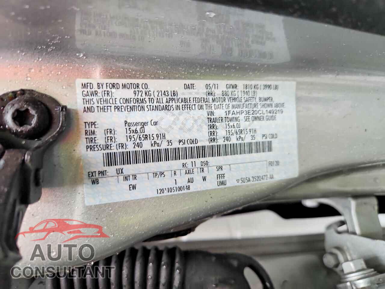 FORD FOCUS 2012 - 1FAHP3E20CL149219