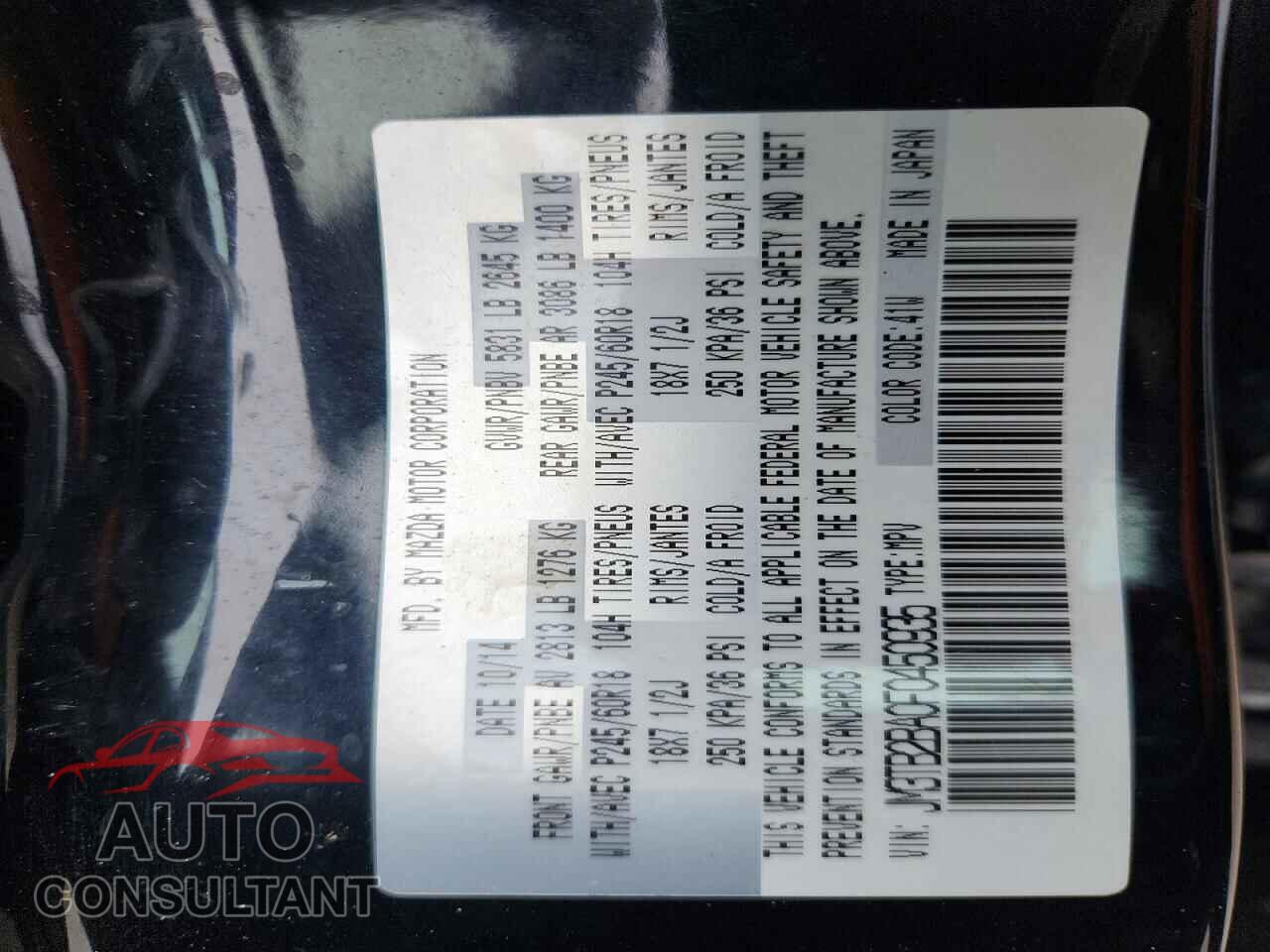 MAZDA CX-9 2015 - JM3TB2BA0F0450935