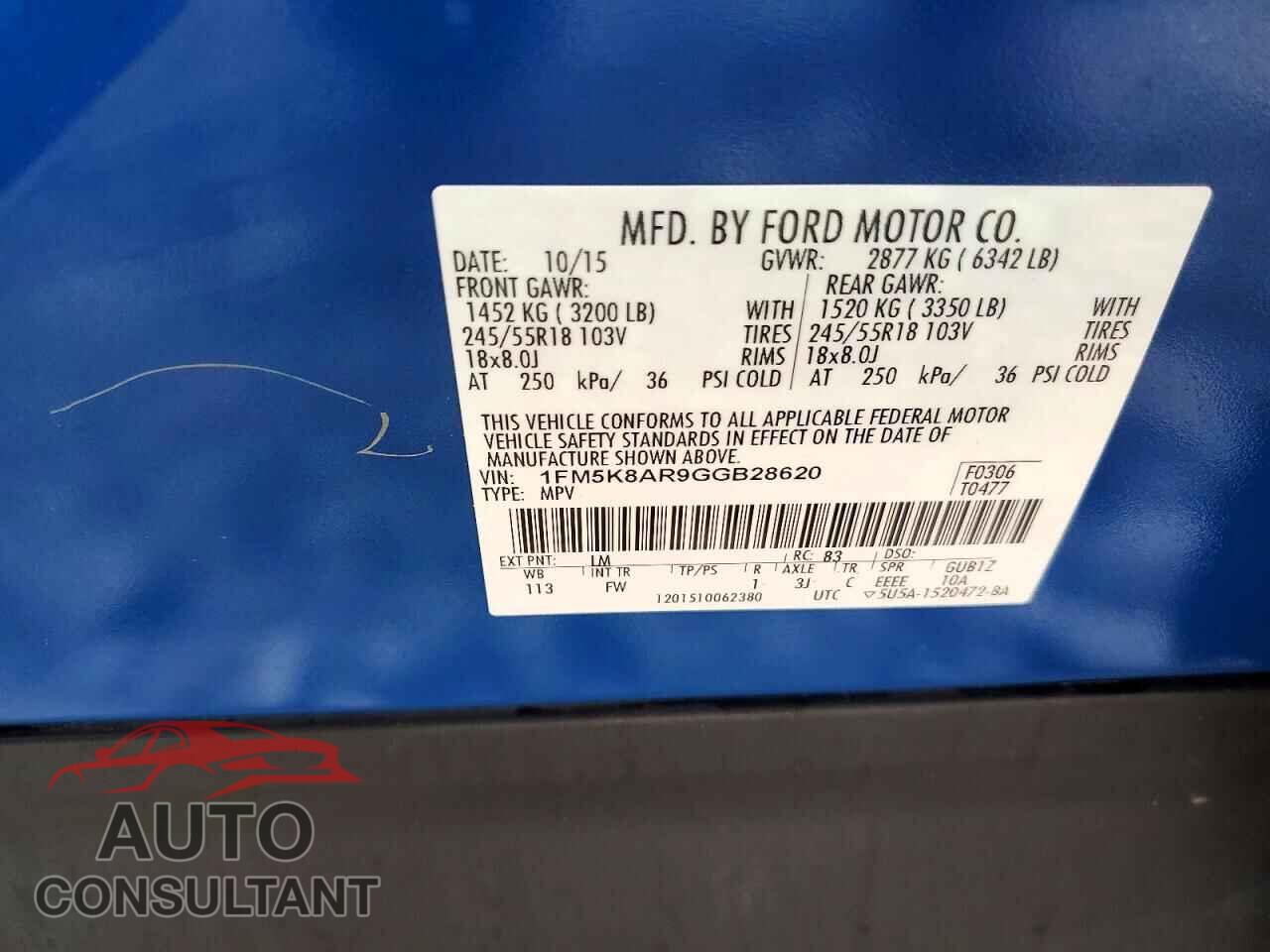 FORD EXPLORER 2016 - 1FM5K8AR9GGB28620