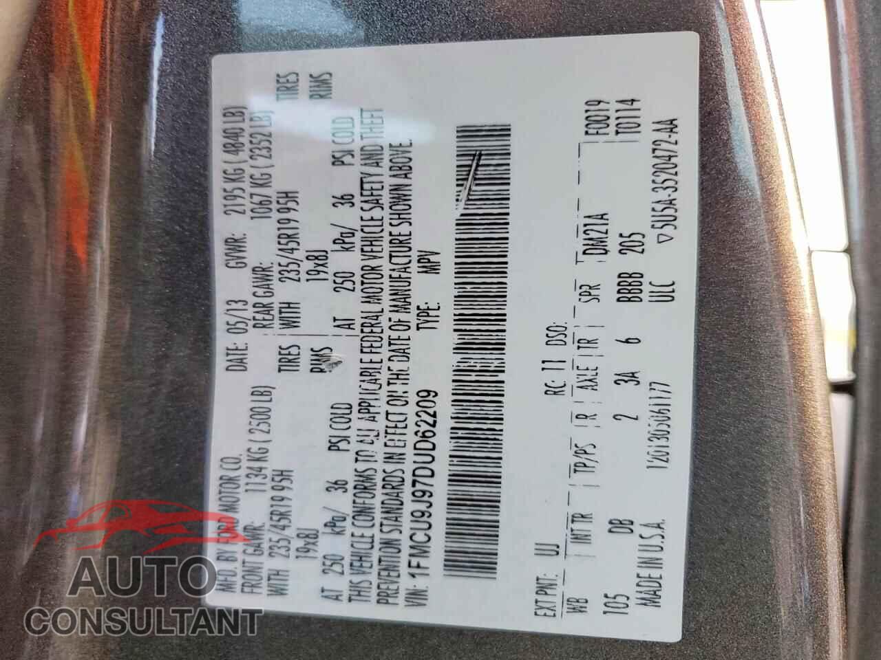 FORD ESCAPE 2013 - 1FMCU9J97DUD62209