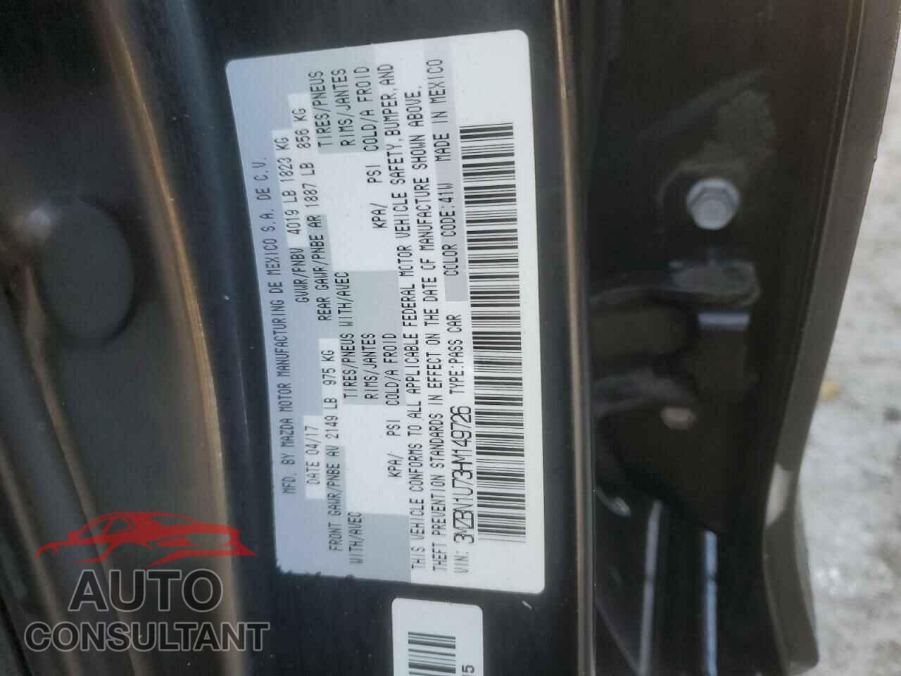 MAZDA 3 2017 - 3MZBN1U73HM149726