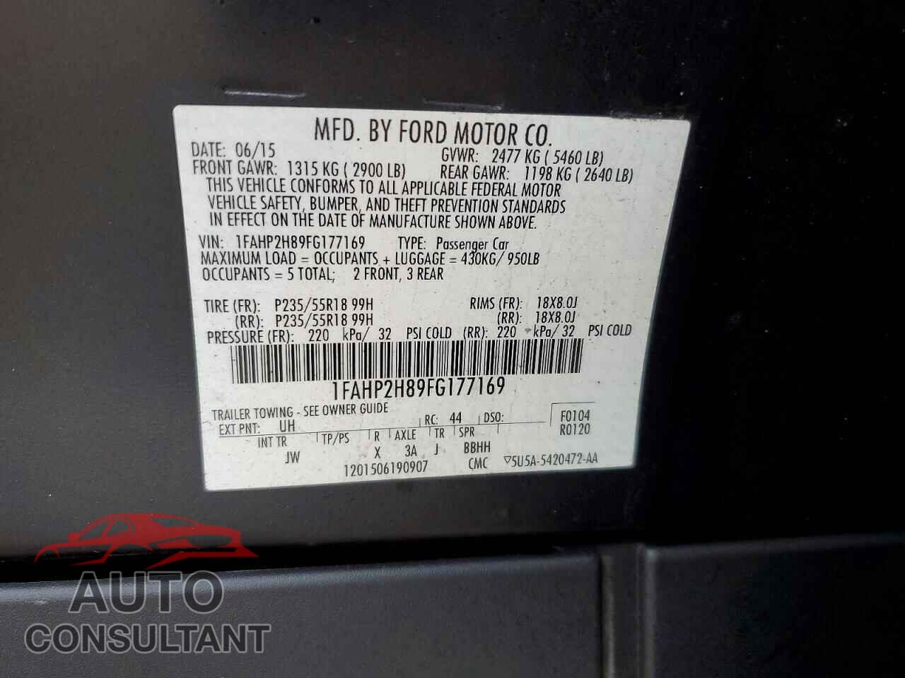 FORD TAURUS 2015 - 1FAHP2H89FG177169