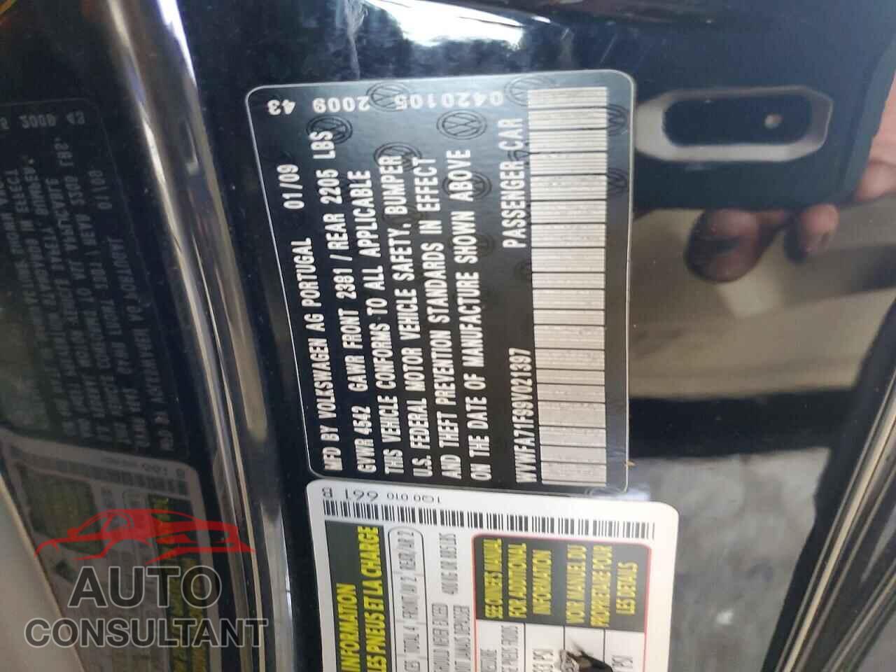 VOLKSWAGEN EOS 2009 - WVWFA71F99V021397
