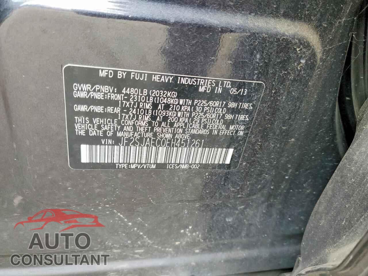 SUBARU FORESTER 2014 - JF2SJAEC0EH451261