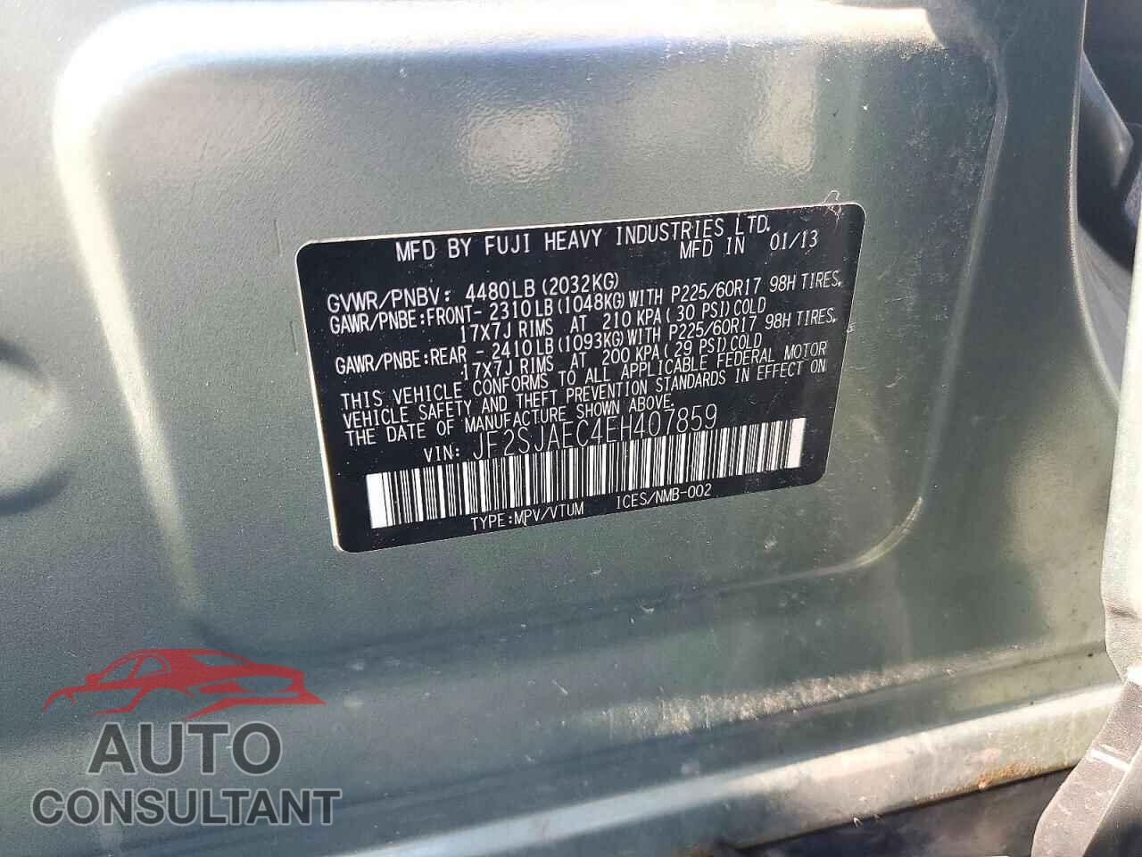 SUBARU FORESTER 2014 - JF2SJAEC4EH407859