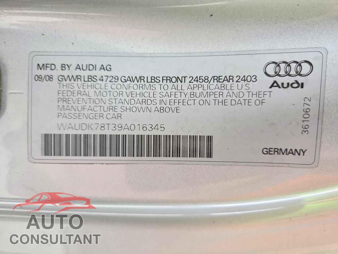 AUDI A5 2009 - WAUDK78T39A016345