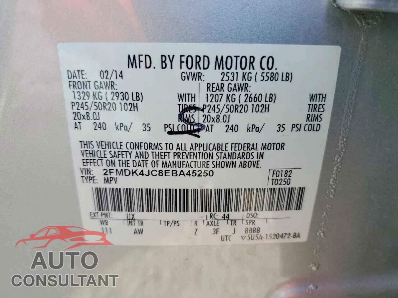 FORD EDGE 2014 - 2FMDK4JC8EBA45250