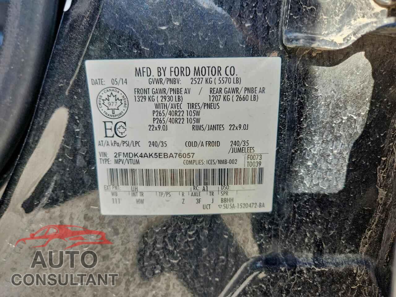 FORD EDGE 2014 - 2FMDK4AK5EBA76057