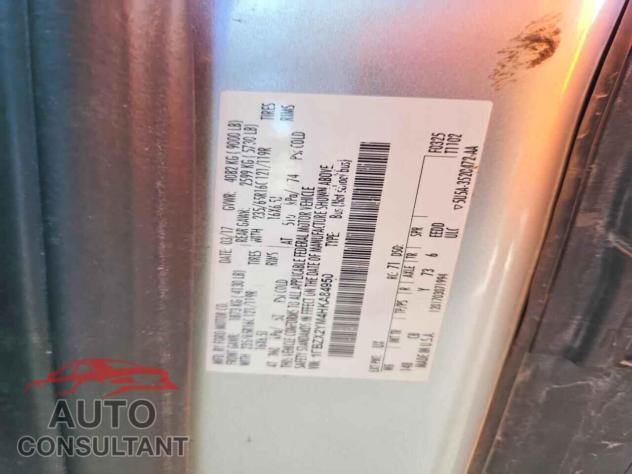 FORD TRANSIT 2017 - 1FBZX2YM4HKA84950