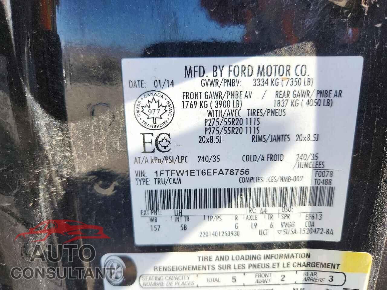 FORD F150 2014 - 1FTFW1ET6EFA78756