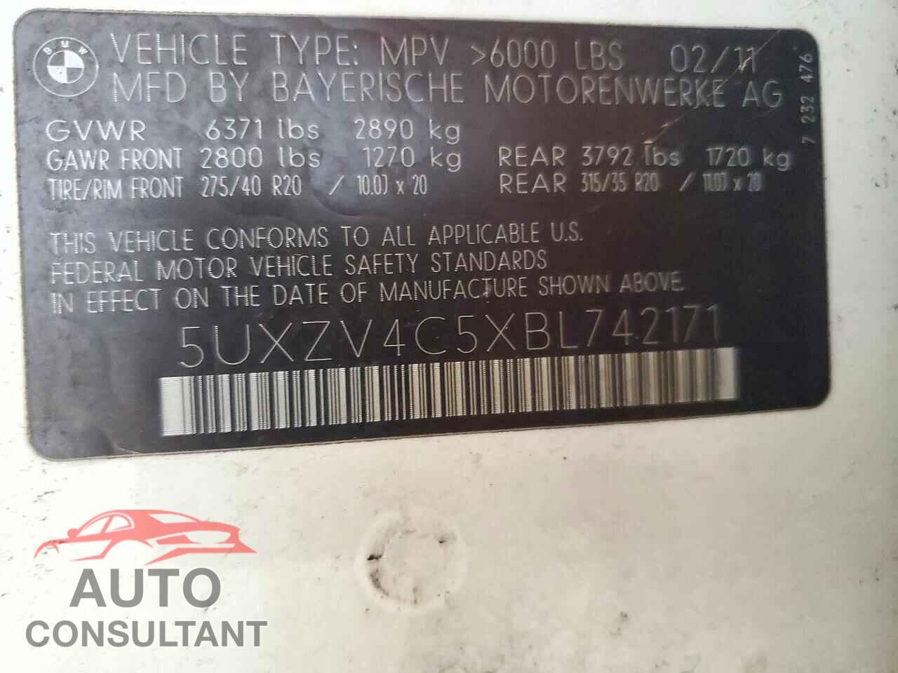 BMW X5 2011 - 5UXZV4C5XBL742171