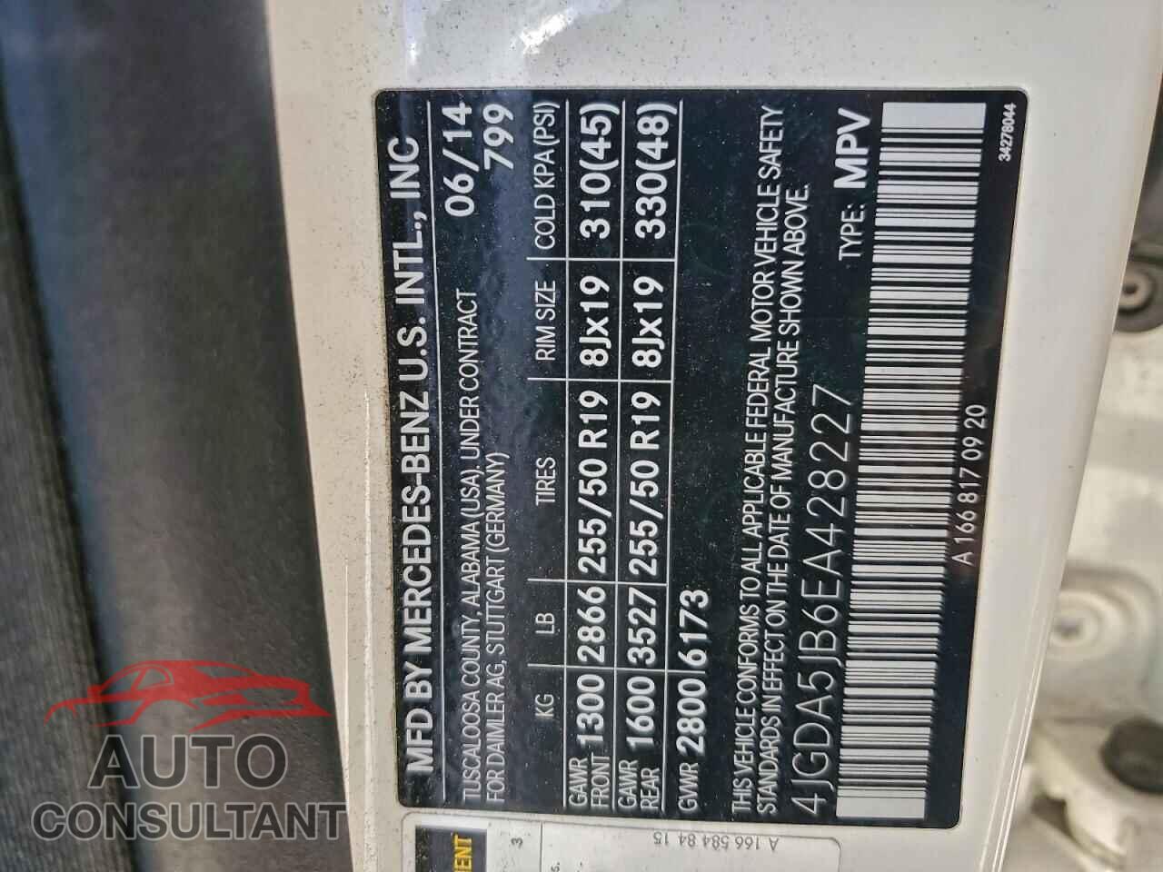 MERCEDES-BENZ M-CLASS 2014 - 4JGDA5JB6EA428227