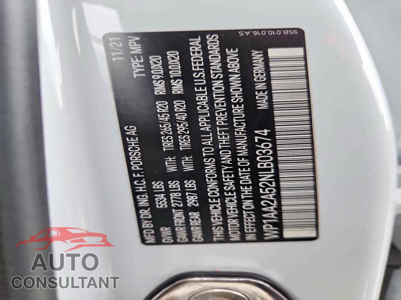 PORSCHE MACAN 2022 - WP1AA2A52NLB03674