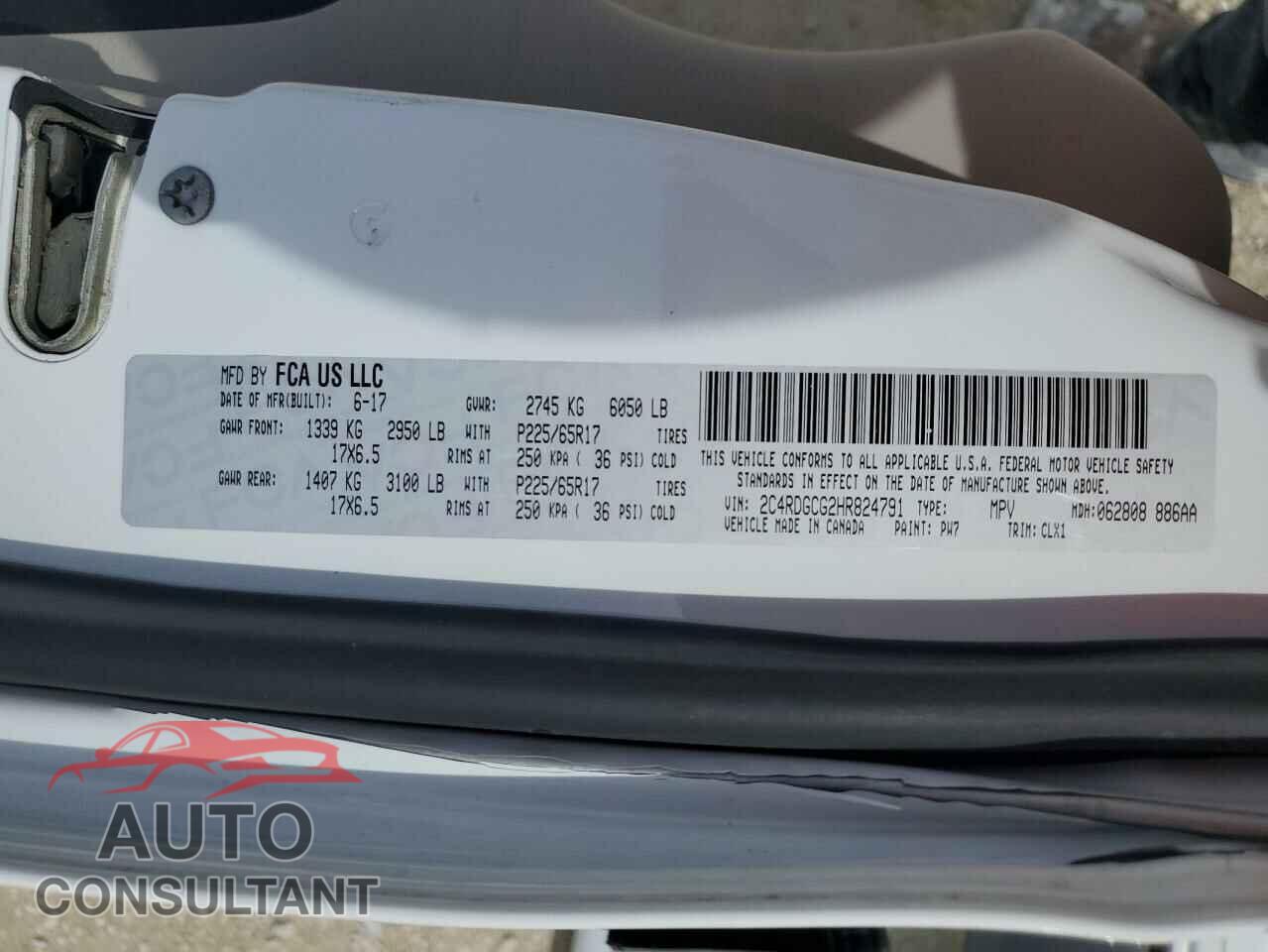 DODGE CARAVAN 2017 - 2C4RDGCG2HR824791