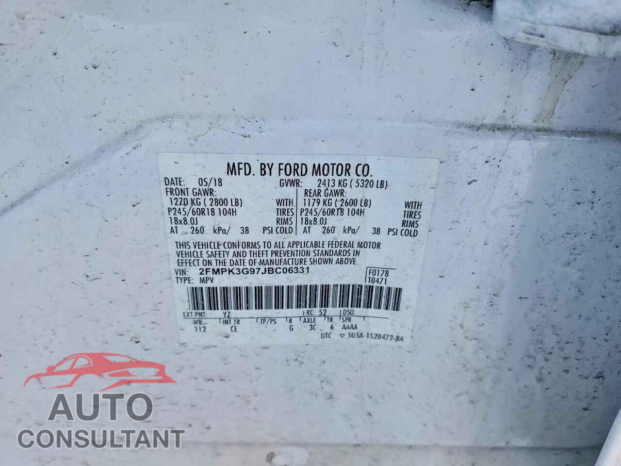 FORD EDGE 2018 - 2FMPK3G97JBC06331