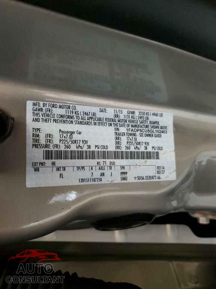 FORD CMAX 2016 - 1FADP5CU5GL102403