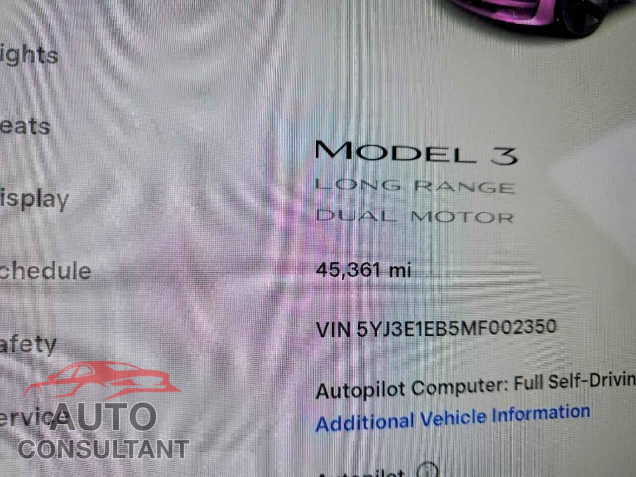 TESLA MODEL 3 2021 - 5YJ3E1EB5MF002350