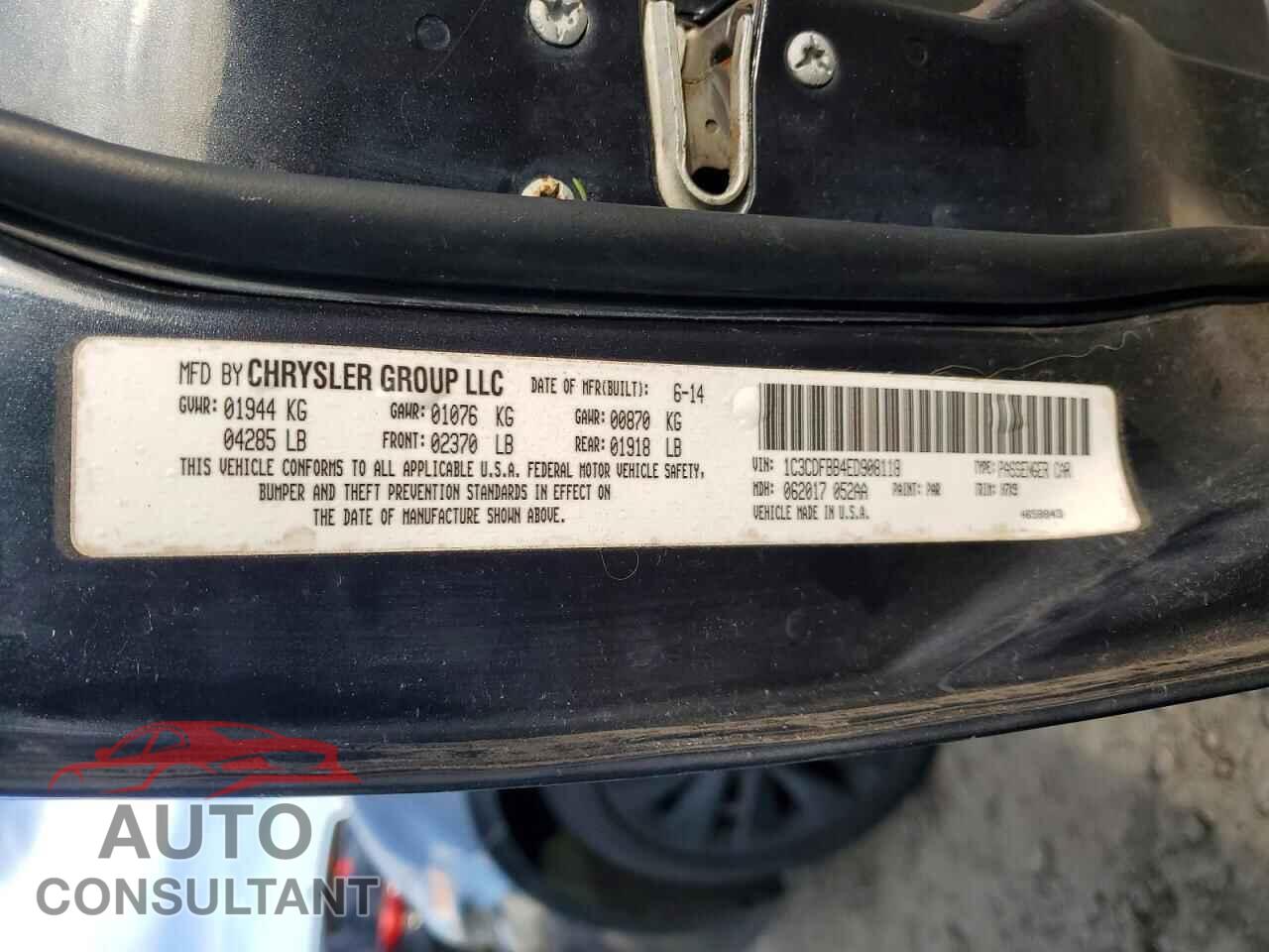 DODGE DART 2014 - 1C3CDFBB4ED908118