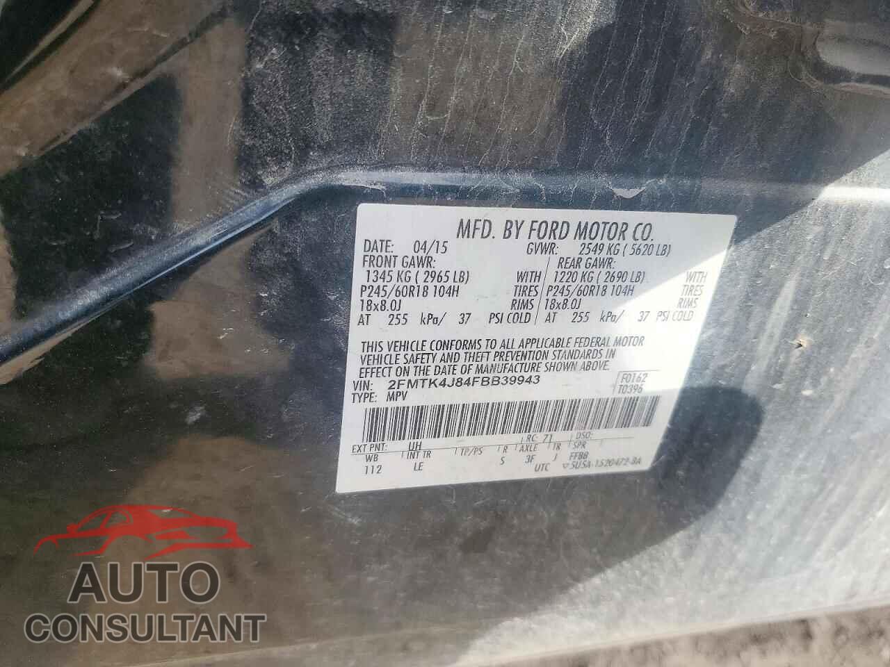 FORD EDGE 2015 - 2FMTK4J84FBB39943