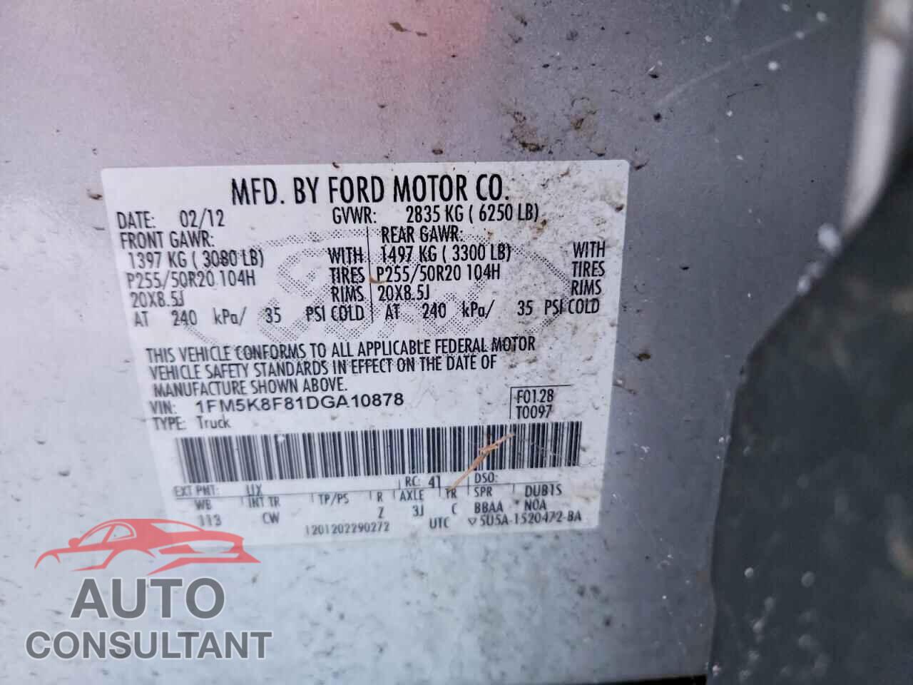 FORD EXPLORER 2013 - 1FM5K8F81DGA10878