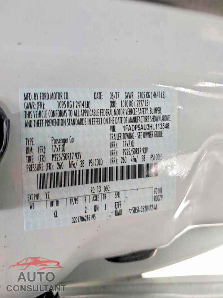 FORD CMAX 2017 - 1FADP5AU3HL113548