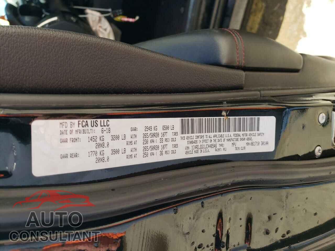 DODGE DURANGO 2018 - 1C4RDJDG1JC448546