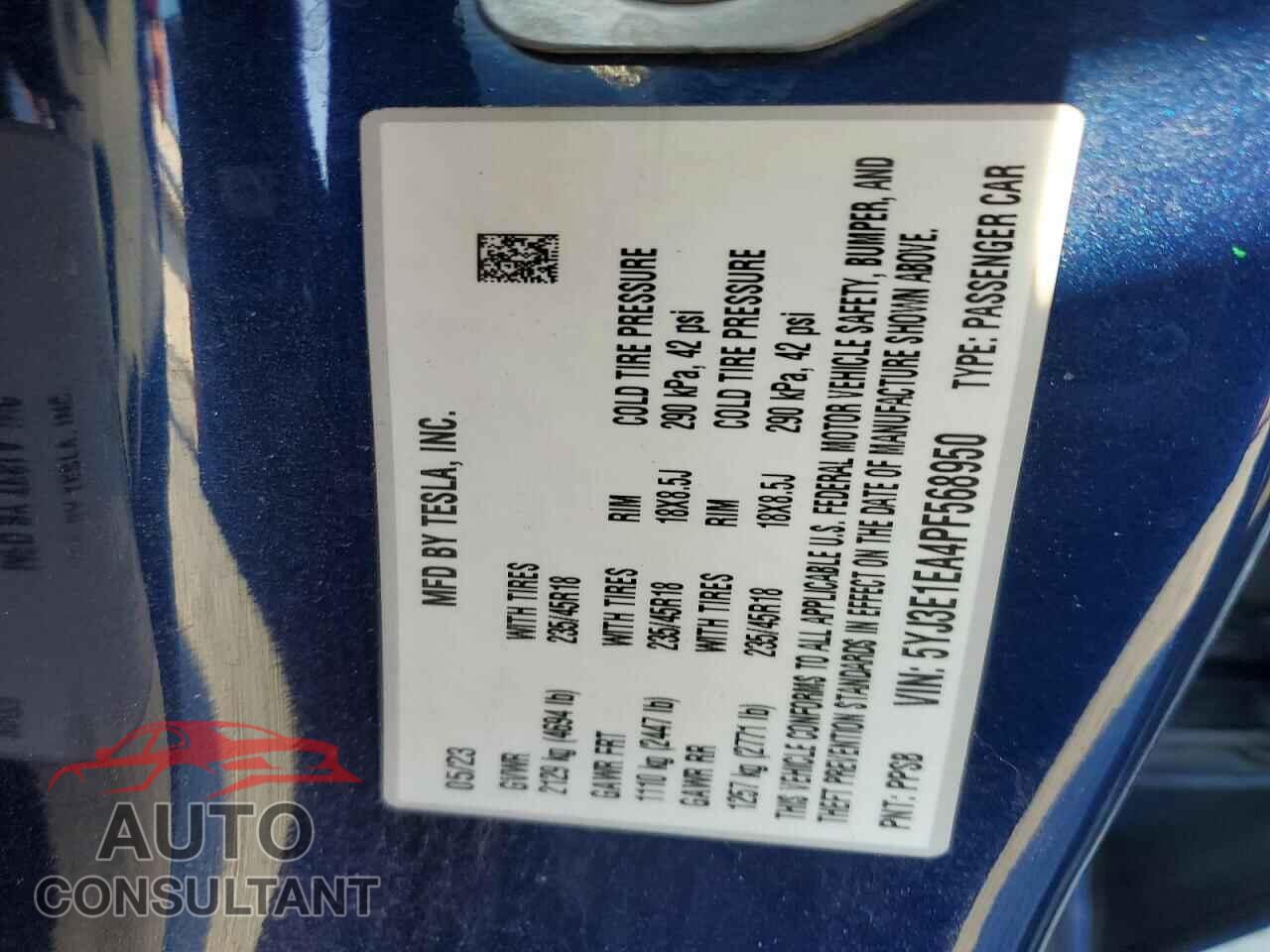 TESLA MODEL 3 2023 - 5YJ3E1EA4PF568950