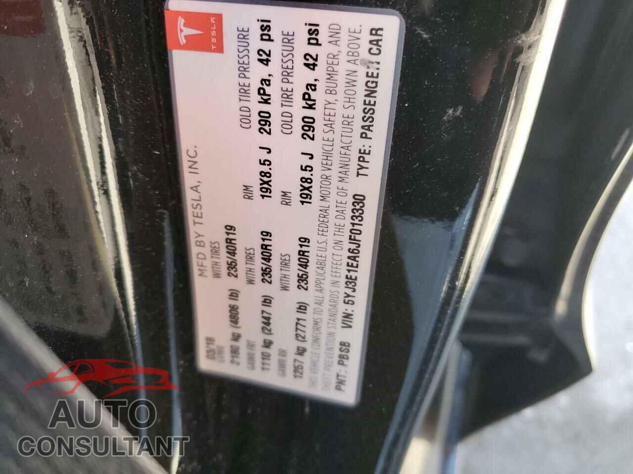 TESLA MODEL 3 2018 - 5YJ3E1EA6JF013330