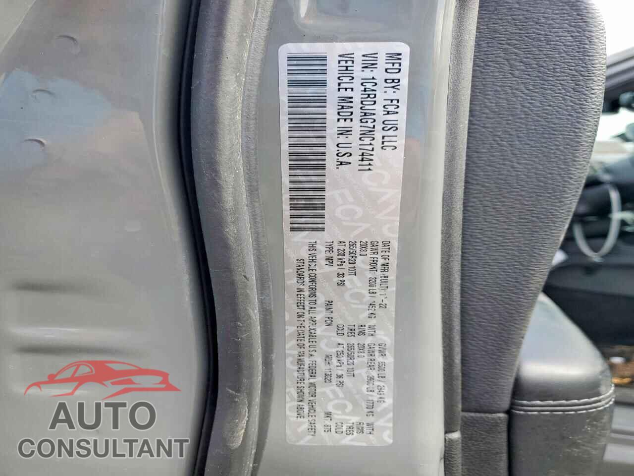 DODGE DURANGO 2022 - 1C4RDJAG7NC174411